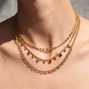 Wholesale Women's Geometric Heartshaped Rhinestone Stainless Steel Necklace With 18K Gold Electroplating