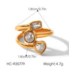 Wholesale Women's Geometric Heartshaped Stainless Steel Electroplated Statement Ring