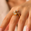 Wholesale Women's Geometric Heartshaped Stainless Steel Electroplated Statement Ring