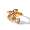 Wholesale Women's Geometric Heartshaped Stainless Steel Electroplated Statement Ring