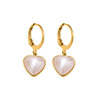 Wholesale Women's Geometric Heartshaped Stainless Steel Pearl Pendant Earrings 18K Gold Plated