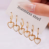 Wholesale Women's Geometric Heartshaped Stainless Steel Pearl Pendant Earrings 18K Gold Plated