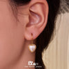 Wholesale Women's Geometric Heartshaped Stainless Steel Pearl Pendant Earrings 18K Gold Plated