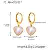 Wholesale Women's Geometric Heartshaped Stainless Steel Pearl Pendant Earrings 18K Gold Plated