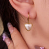 Wholesale Women's Geometric Heartshaped Stainless Steel Pearl Pendant Earrings 18K Gold Plated
