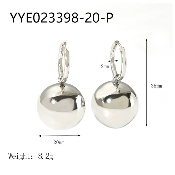 Wholesale Women's Geometric Hollow Ball Earrings In Smooth Stainless Steel With 18K Gold Plated Vacuum Real Gold Electroplating In Pvd Furnace