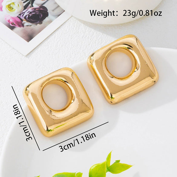 Wholesale Women's Geometric Hollow Circle Square Alloy Electroplated Earrings