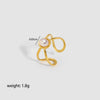 Wholesale Women's Geometric Hollow Stainless Steel Ring With Inlaid Oval Natural Stone And Pvdp Furnace Real Gold Treatment