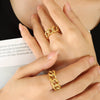 Wholesale Women's Geometric Hollow Twist Opening Electroplated Titanium Steel Ring