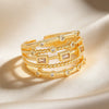 Wholesale Women's Geometric Hollowout Goldplated Diamondencrusted Environmentally Friendly Copper Ring