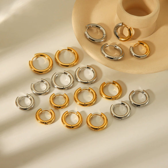 Wholesale Women's Geometric Hoop Stainless Steel Electroplated Earrings