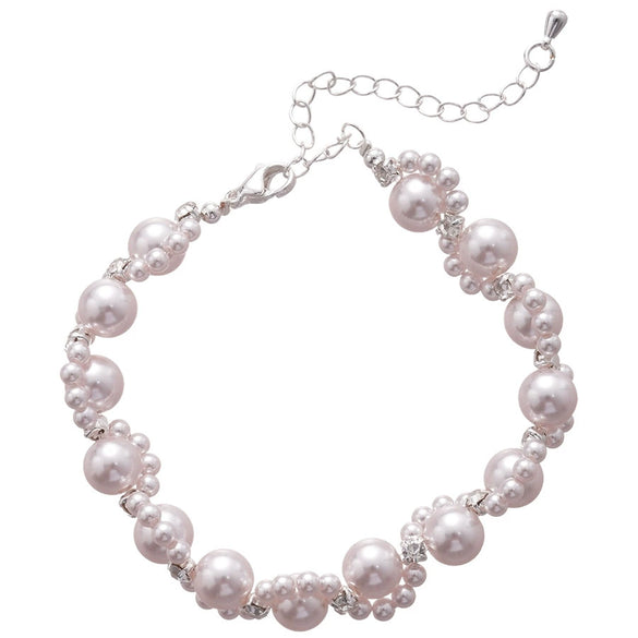 Wholesale Women's Geometric Imitation Pearl And Diamondencrusted Wrapped Bracelet Highend Style