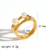 Wholesale Women's Geometric Imitation Pearl Ring 18K Gold Plated Cast Titanium Steel Jewelry With Pvd Furnace Vacuum Real Gold Plating