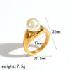 Wholesale Women's Geometric Imitation Pearl Ring 18K Gold Plated Cast Titanium Steel Jewelry With Pvd Furnace Vacuum Real Gold Plating