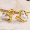 Wholesale Women's Geometric Imitation Pearl Titanium Steel Ring Electroplated