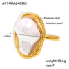 Wholesale Women's Geometric Imitation Pearl Titanium Steel Ring Electroplated