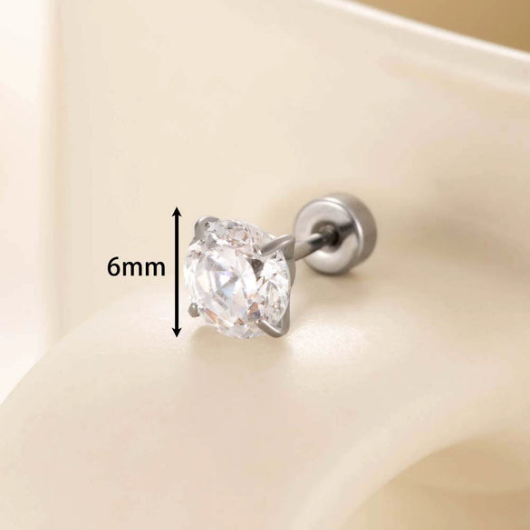 Wholesale Women's Geometric Inlaid Zircon Round Titanium Steel Ear Nails