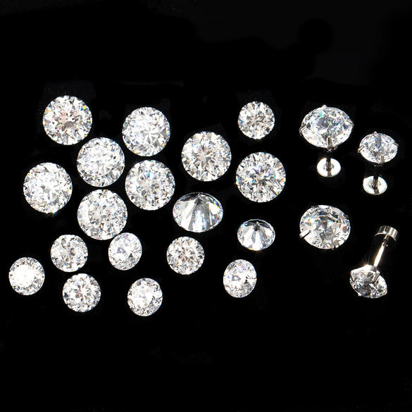 Wholesale Women's Geometric Inlaid Zircon Round Titanium Steel Ear Nails