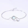Wholesale Women's Geometric Inlay S925 Sterling Silver Planet Necklace With Moonstone Tassel