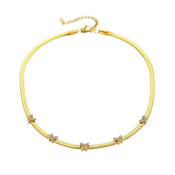 Wholesale Women's Geometric Insect Pattern Stainless Steel Electroplated Butterfly Necklace With Snake Bone Chain