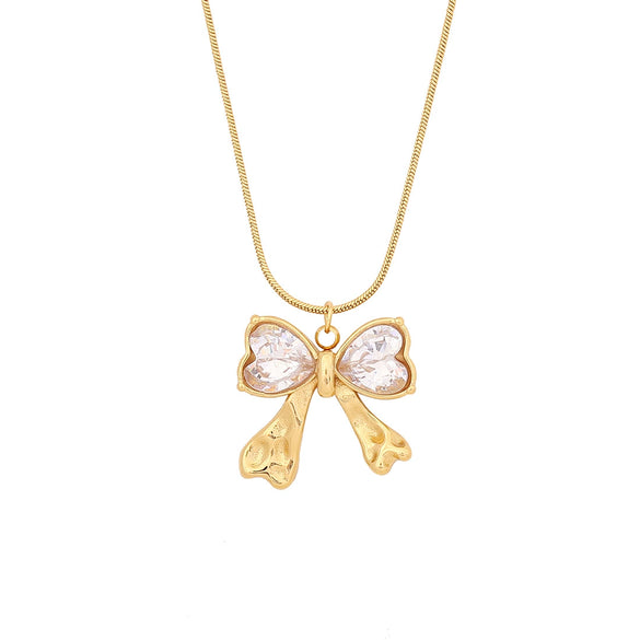 Wholesale Women's Geometric Irregular Butterfly Pendant Stainless Steel Necklace With Electroplating Treatment
