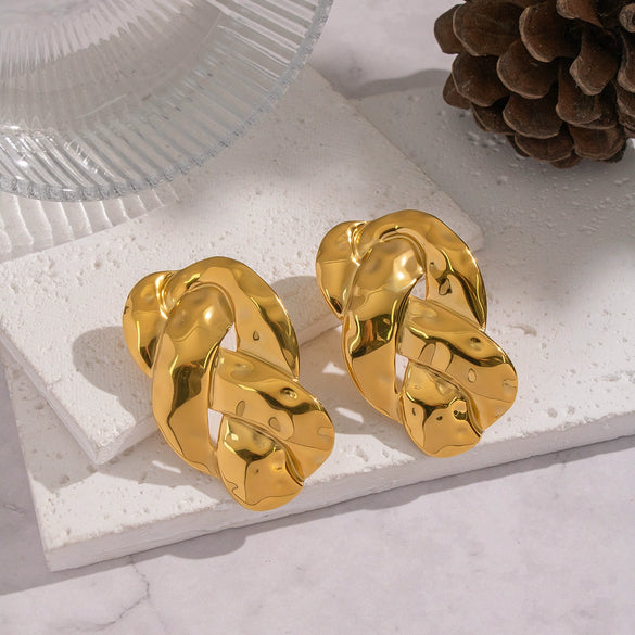 Wholesale Women's Geometric Irregular Earrings With Vacuum Real Gold Plating In Pvd Furnace