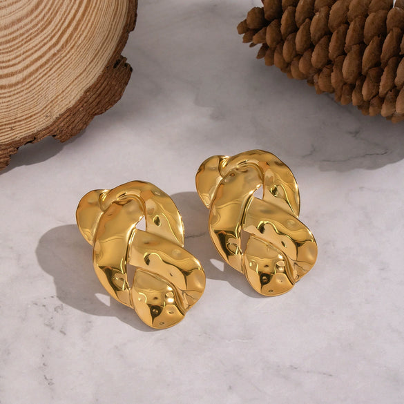 Wholesale Women's Geometric Irregular Earrings With Vacuum Real Gold Plating In Pvd Furnace
