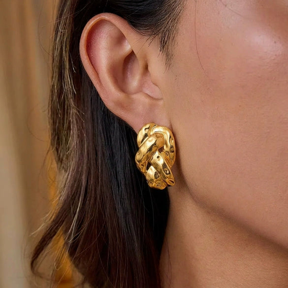 Wholesale Women's Geometric Irregular Earrings With Vacuum Real Gold Plating In Pvd Furnace