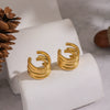 Wholesale Women's Geometric Irregular Line Hoop Ear Clips Stainless Steel Real Gold Plated Accessories