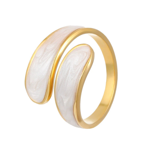 Wholesale Women's Geometric Irregular Liquid Opening Stainless Steel Ring With Electroplating Design