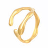 Wholesale Women's Geometric Irregular Liquid Opening Stainless Steel Ring With Electroplating Design