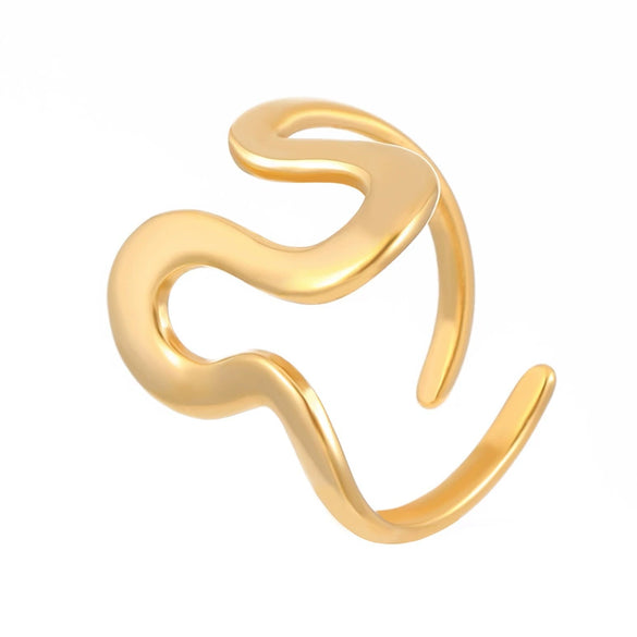 Wholesale Women's Geometric Irregular Liquid Opening Stainless Steel Ring With Electroplating Design