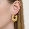 Wholesale Women's Geometric Irregular Niche Style Stainless Steel 18K Gold Plated Round Earrings With Pleated Texture And Vacuum Real Gold Plating In Pvd Furnace