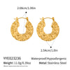 Wholesale Women's Geometric Irregular Niche Style Stainless Steel 18K Gold Plated Round Earrings With Pleated Texture And Vacuum Real Gold Plating In Pvd Furnace