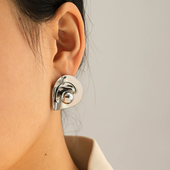 Wholesale Women's Geometric Irregular Oval Stainless Steel Electroplated Earrings