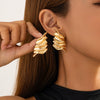Wholesale Women's Geometric Irregular Pleated Zinc Alloy Earrings With Electroplating Treatment