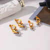Wholesale Women's Geometric Irregular Stainless Steel Earrings With Diamonds Pvd Furnace Vacuum Real Gold Plated
