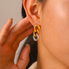 Wholesale Women's Geometric Irregular Stainless Steel Earrings With Diamonds Pvd Furnace Vacuum Real Gold Plated