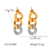 Wholesale Women's Geometric Irregular Stainless Steel Earrings With Diamonds Pvd Furnace Vacuum Real Gold Plated