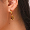 Wholesale Women's Geometric Irregular Tiger Eye Stone Earrings In French Retro Maillard Style With Pvd Furnace Vacuum Real Gold Plating Made Of Stainless Steel And Titanium Steel