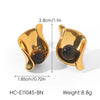 Wholesale Women's Geometric Irregular Tiger Eye Stone Earrings In French Retro Maillard Style With Pvd Furnace Vacuum Real Gold Plating Made Of Stainless Steel And Titanium Steel