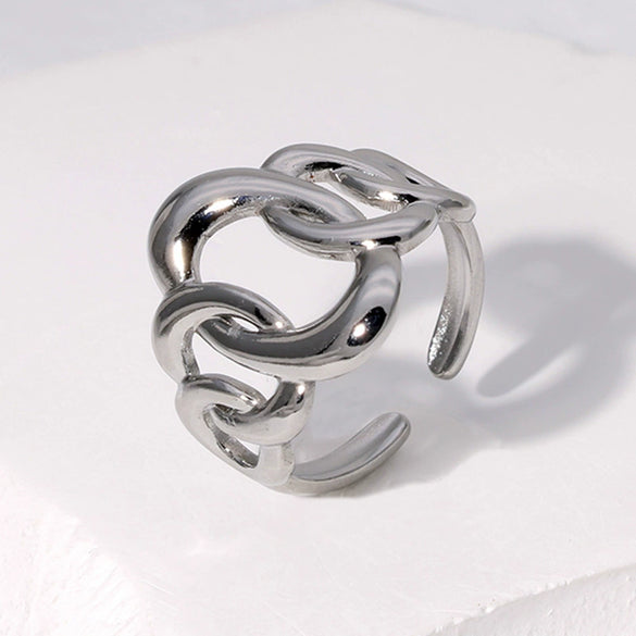 Wholesale Women's Geometric Irregular Titanium Steel Ring With Electroplating Treatment Non Fading And Niche Style