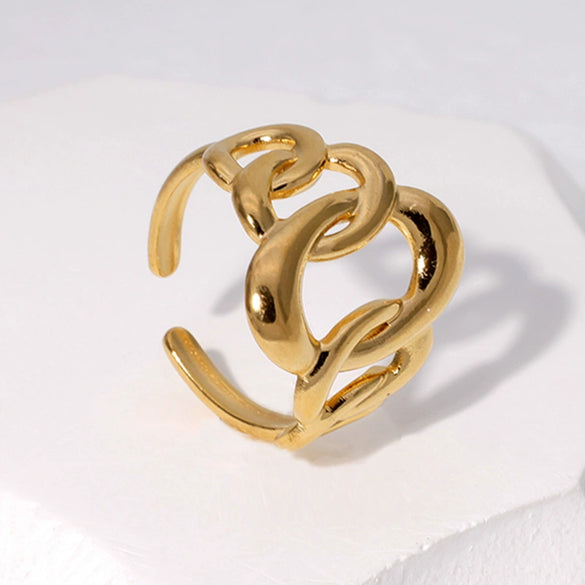 Wholesale Women's Geometric Irregular Titanium Steel Ring With Electroplating Treatment Non Fading And Niche Style