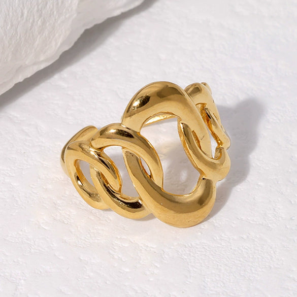 Wholesale Women's Geometric Irregular Titanium Steel Ring With Electroplating Treatment Non Fading And Niche Style