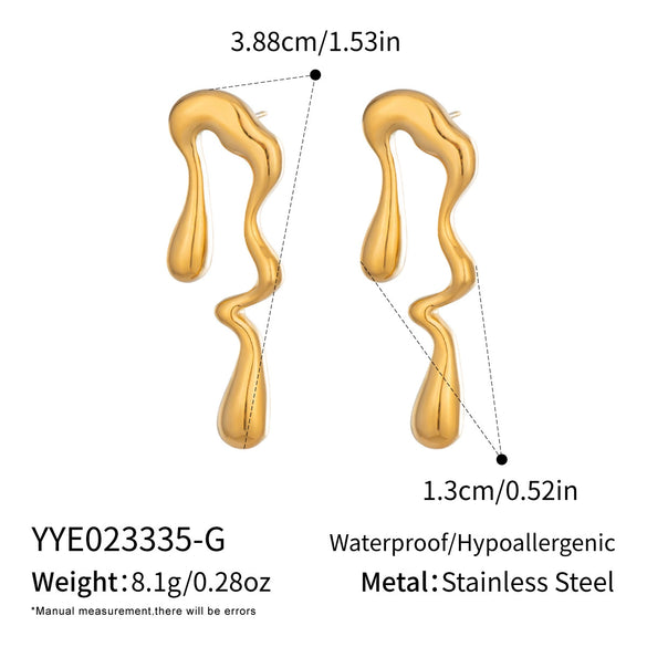 Wholesale Women's Geometric Irregular Water Drop Titanium Steel Earrings With Vacuum Real Gold Plating In Pvd Furnace