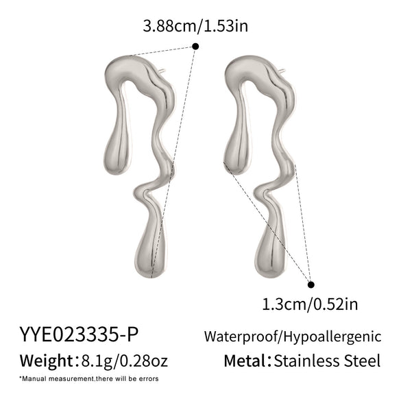 Wholesale Women's Geometric Irregular Water Drop Titanium Steel Earrings With Vacuum Real Gold Plating In Pvd Furnace