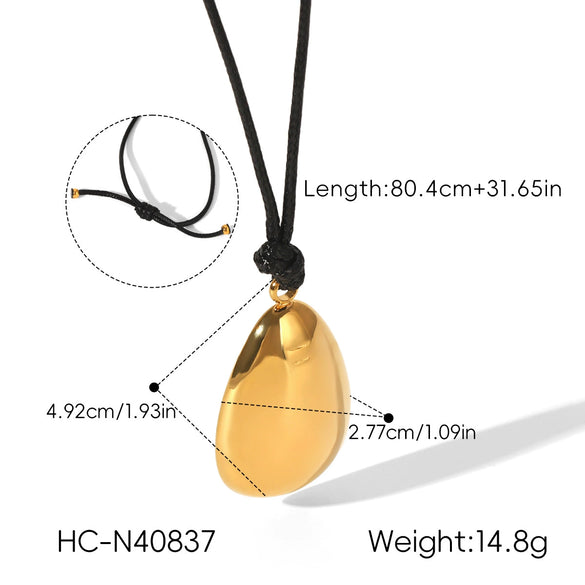 Wholesale Women's Geometric Irregularshaped Gold Plated Stainless Steel And Titanium Steel Pendant Leather Cord Necklace