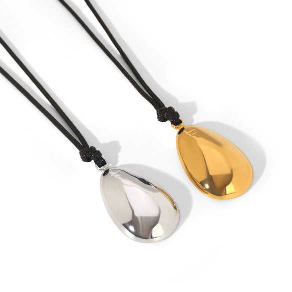 Wholesale Women's Geometric Irregularshaped Gold Plated Stainless Steel And Titanium Steel Pendant Leather Cord Necklace