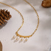 Wholesale Women's Geometric Jazz Style Minimalist Natural Freshwater Pearl Necklace With 18K Real Gold Plated Stainless Steel Paper Clip Chain