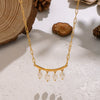 Wholesale Women's Geometric Jazz Style Minimalist Natural Freshwater Pearl Necklace With 18K Real Gold Plated Stainless Steel Paper Clip Chain